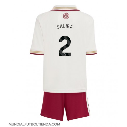 Camiseta Arsenal William Saliba #2 Tercera Equipación Replica 2025-26 para niños mangas cortas (+ Pantalones cortos)